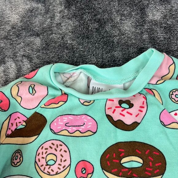 Purl Lamb Two Piece Donut Outfit Teal Pink Kids 4/5 T Long Sleeve Pants - Picture 7 of 11